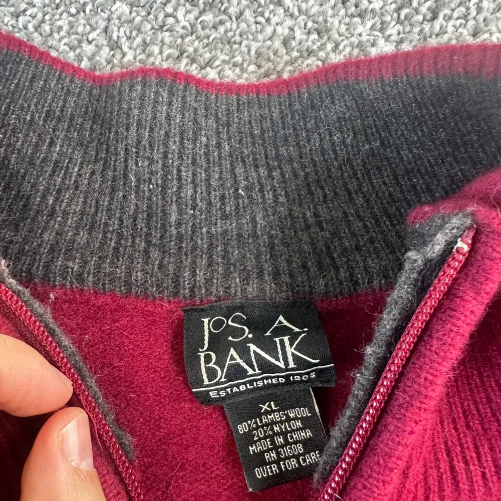 Jos A Bank 1/4 Zip Sweater Mens XL Lambswool Nylon Casual Preppy Business READ